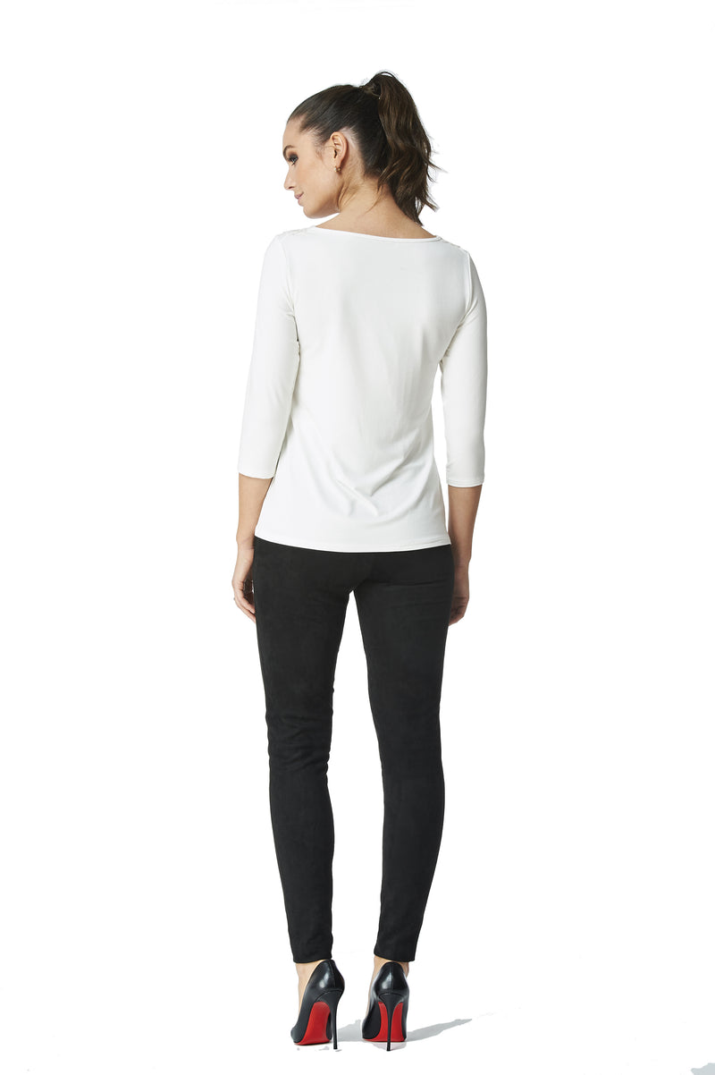 Teri Cut-Out Appliqué 3/4 Sleeve Top